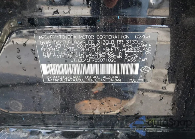 JTHBL46F785071020: 44120914