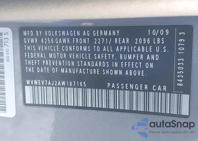 WVWEV7AJ2AW187165: 44120917