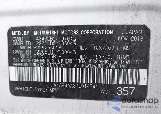 JA4AR4AW8KU014741: 44120934