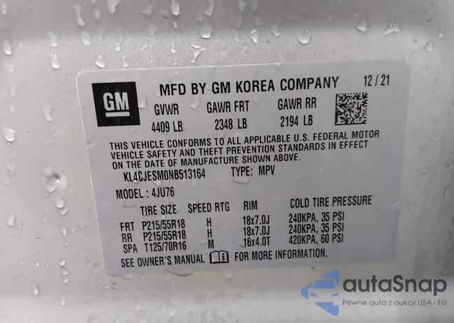 KL4CJESM0NB513164: 44121015