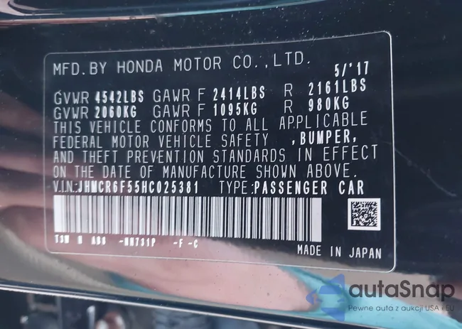 JHMCR6F55HC025381: 44121016