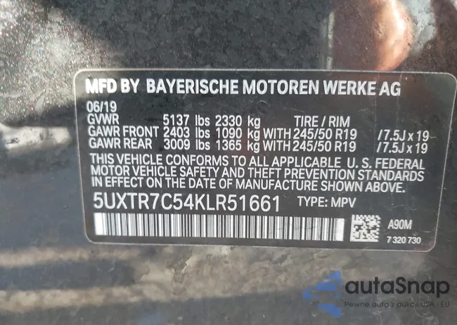 5UXTR7C54KLR51661: 44121047