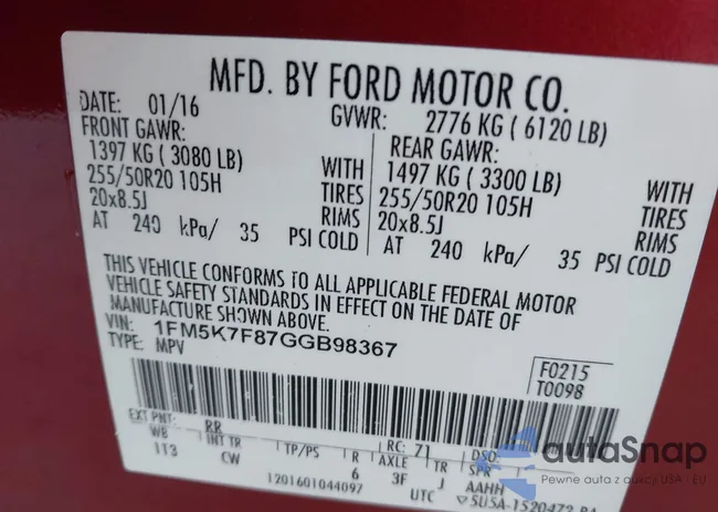 1FM5K7F87GGB98367: 44121065