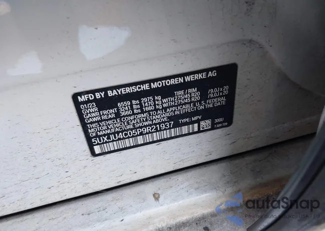 5UXJU4C05P9R21937: 44120125