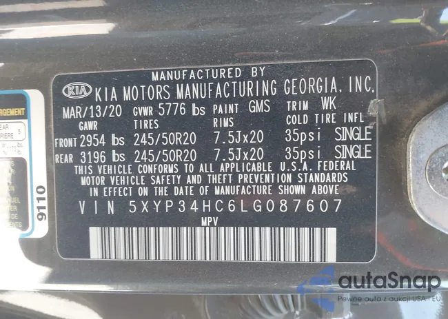5XYP34HC6LG087607: 44120145