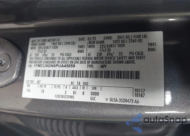 1FMCU9GN6PUA45059: 44120228