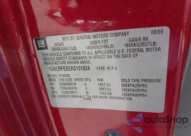 1GNLRFED3AS101824: 44120420