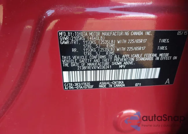 2T3BFREVXFW336341: 44121519