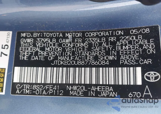 JTDKB20U887786084: 44121543