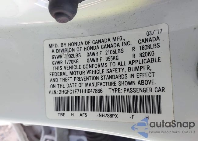 2HGFC1F71HH647866: 44121546