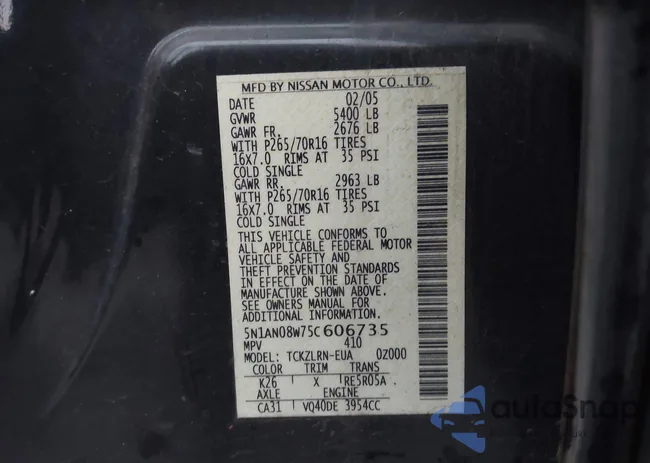 5N1AN08W75C606735: 44121656