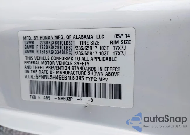 5FNRL5H46EB109395: 44121715