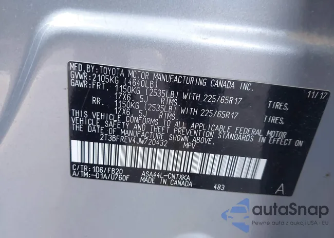 2T3BFREV4JW720432: 44121789