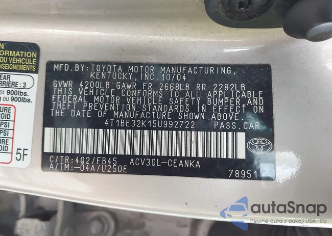 4T1BE32K15U992722: 44121799