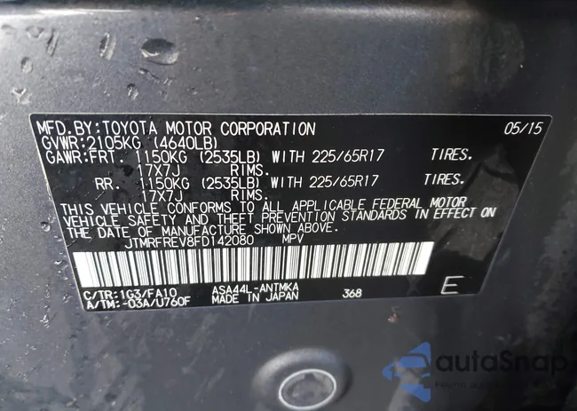 JTMRFREV8FD142080: 44121812