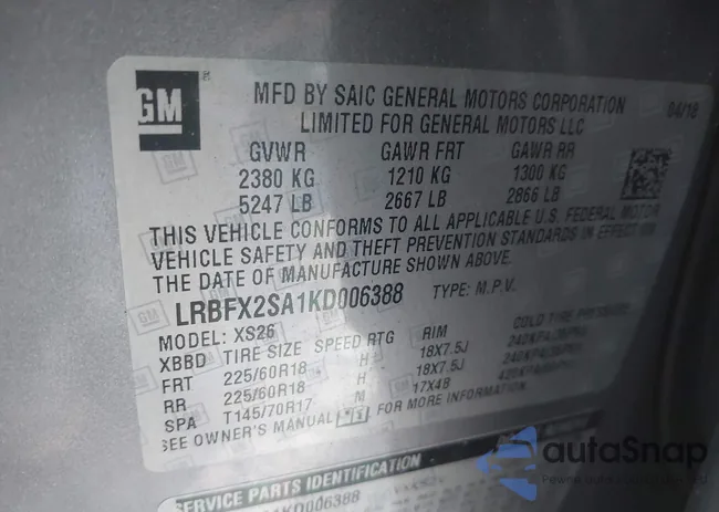 LRBFX2SA1KD006388: 44121819