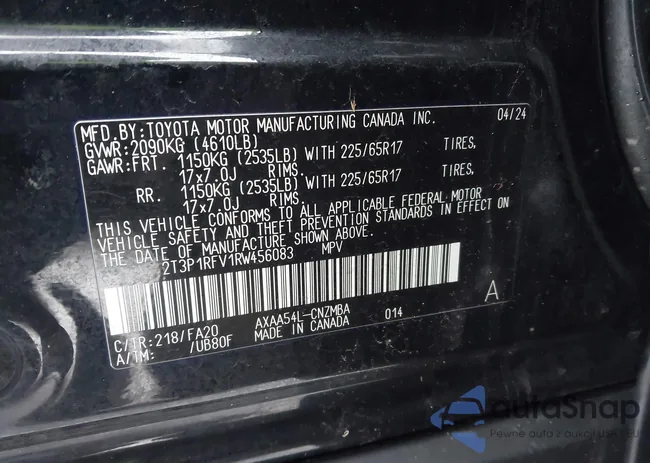 2T3P1RFV1RW456083: 44121945