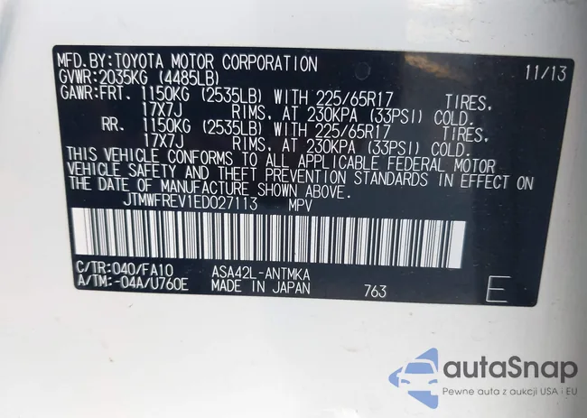 JTMWFREV1ED027113: 44121974