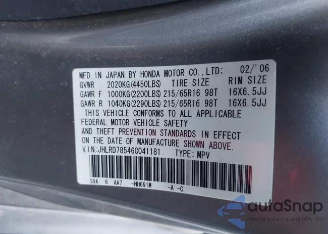 JHLRD78546C041181: 44122001