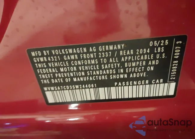 WVWSA7CD3SW244061: 44121098