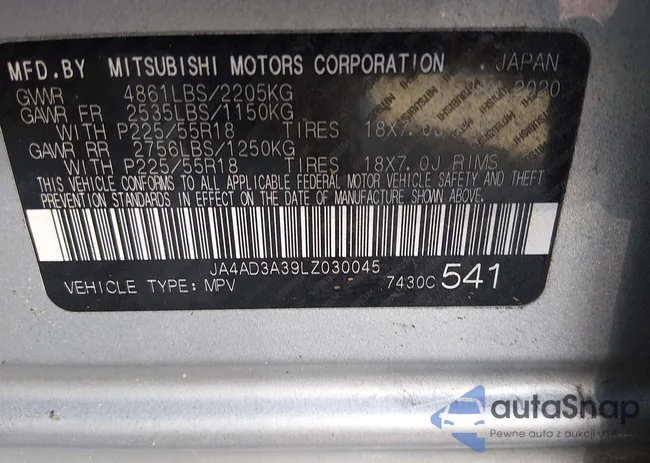 JA4AD3A39LZ030045: 44121158