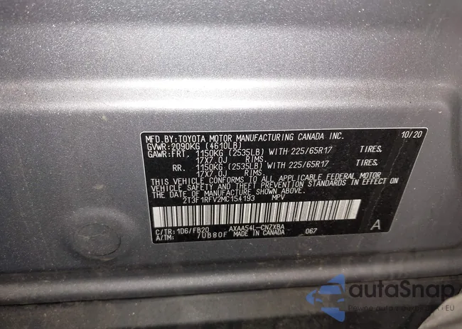 2T3F1RFV2MC154193: 44121234