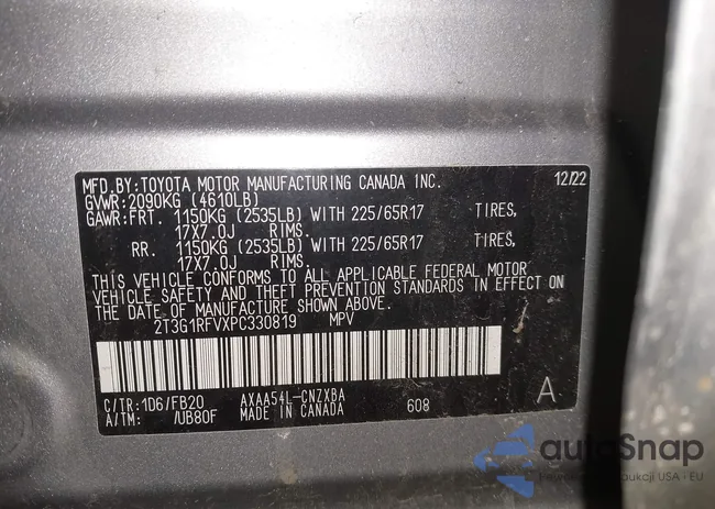 2T3G1RFVXPC330819: 44121363