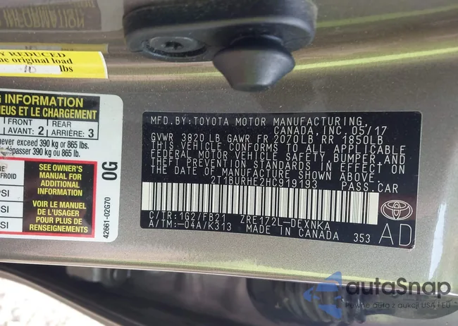 2T1BURHE2HC919193: 44121484