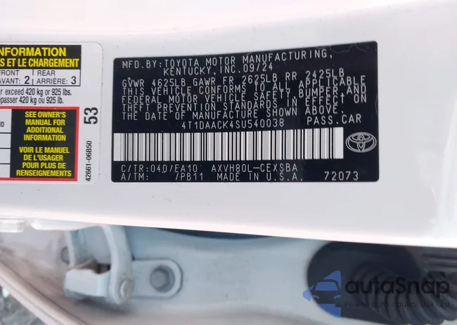 4T1DAACK4SU540038: 44122499