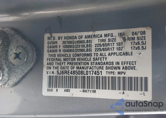5J6RE48508L017451: 44122620