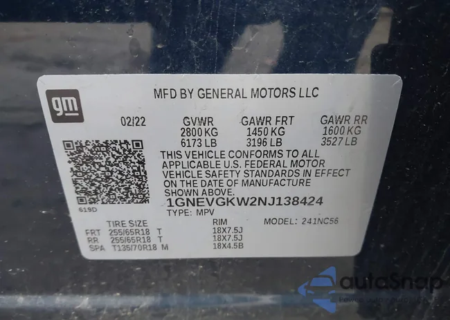 1GNEVGKW2NJ138424: 44122697