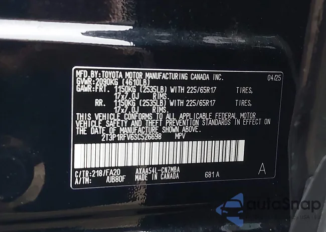 2T3P1RFV6SC526698: 44122700