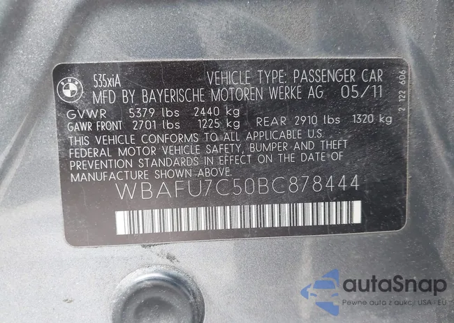 WBAFU7C50BC878444: 44122722