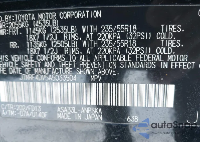 JTMRF4DV5A5033504: 44122748