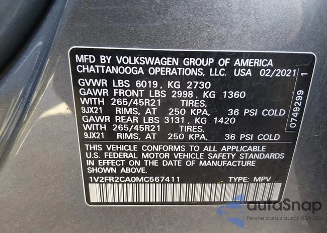 1V2FR2CA0MC567411: 44122821