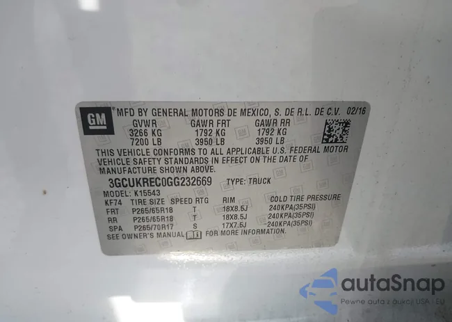 3GCUKREC0GG232669: 44122841