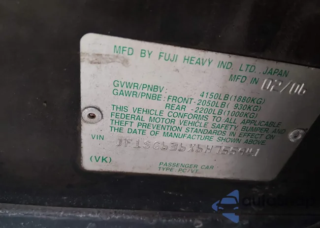 JF1SG636X6H755941: 44123057