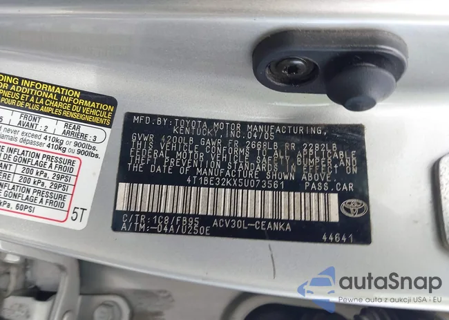 4T1BE32KX5U073561: 44122357