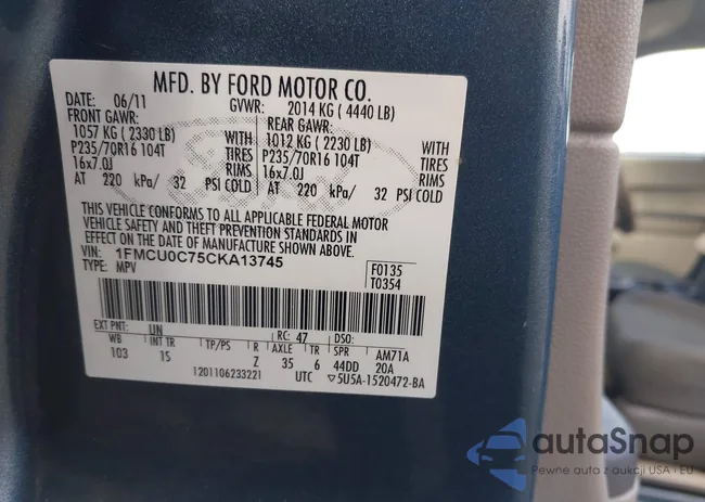 1FMCU0C75CKA13745: 44122407