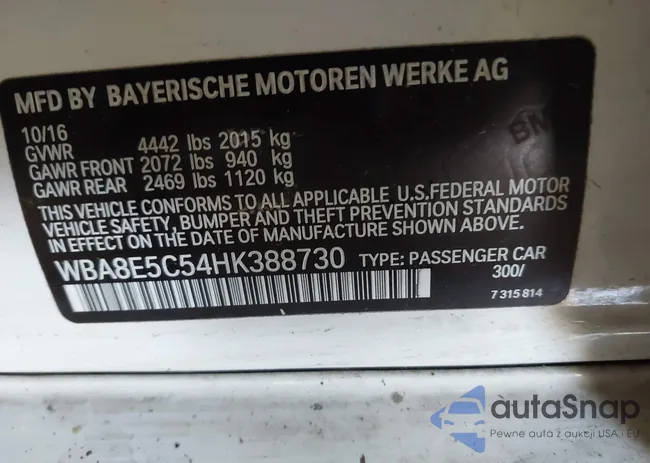 WBA8E5C54HK388730: 44123500