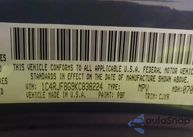 1C4RJFBG9KC838224: 44123507