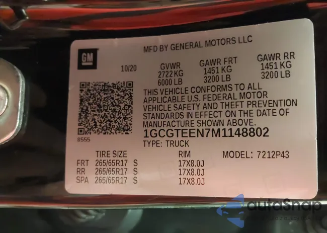 1GCGTEEN7M1148802: 44123599