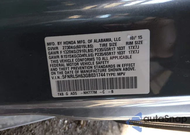 5FNRL5H63GB031744: 44123673