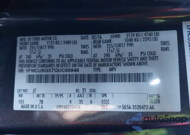 1FMCU9GX7GUC66848: 44123734