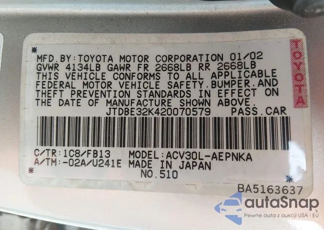 JTDBE32K420070579: 44123745