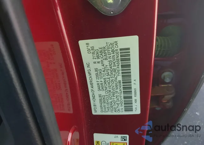 1HGCV1F15JA143088: 44123821