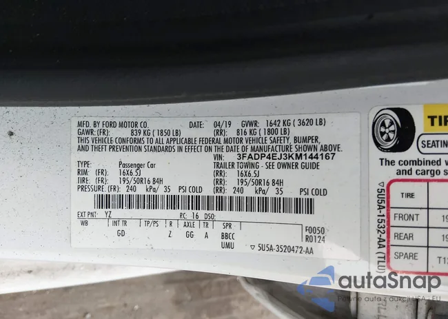 3FADP4EJ3KM144167: 44123974