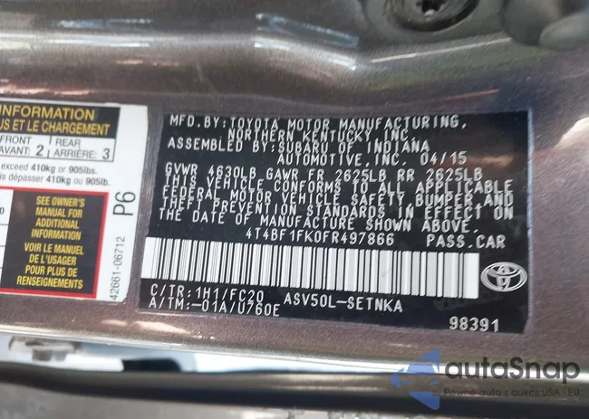 4T4BF1FK0FR497866: 44124063