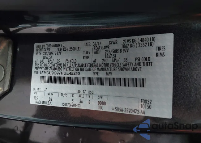 1FMCU9G97HUE45250: 44123339