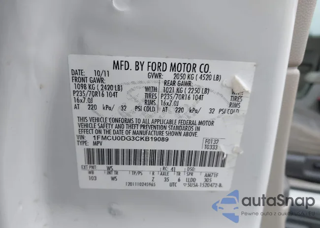 1FMCU0DG3CKB19089: 44123340